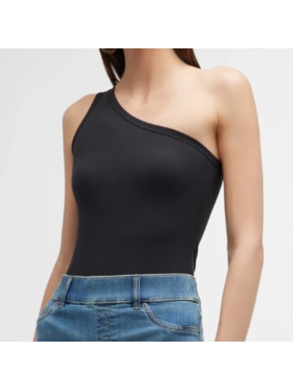 SPANX Suit Yourself Black Ribbed One Shoulder Bodysuit - Size: XL NWT